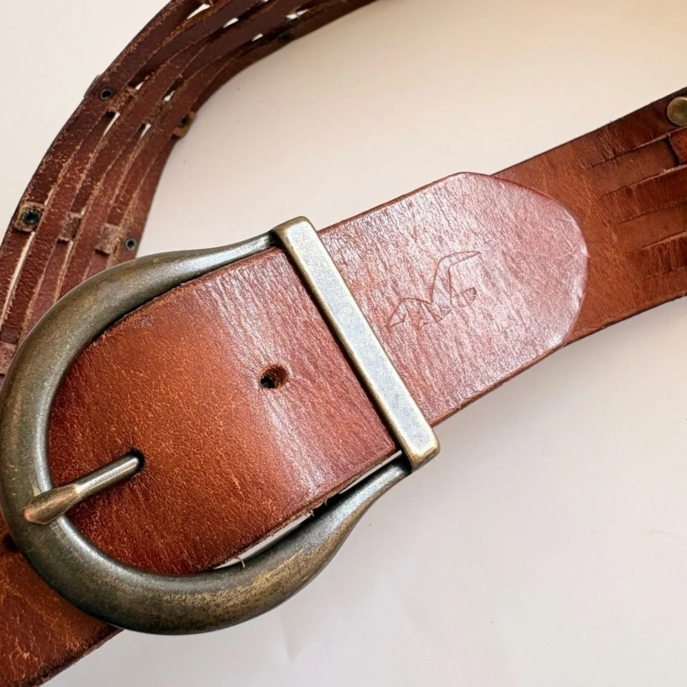 Hollister Brown Leather Fence Lap Belt
